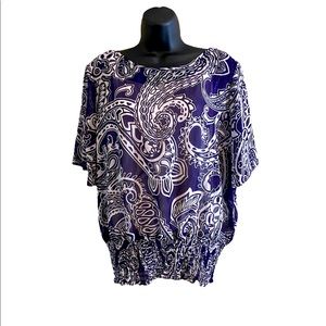 Michael Kors purple and white paisley blouse size XL